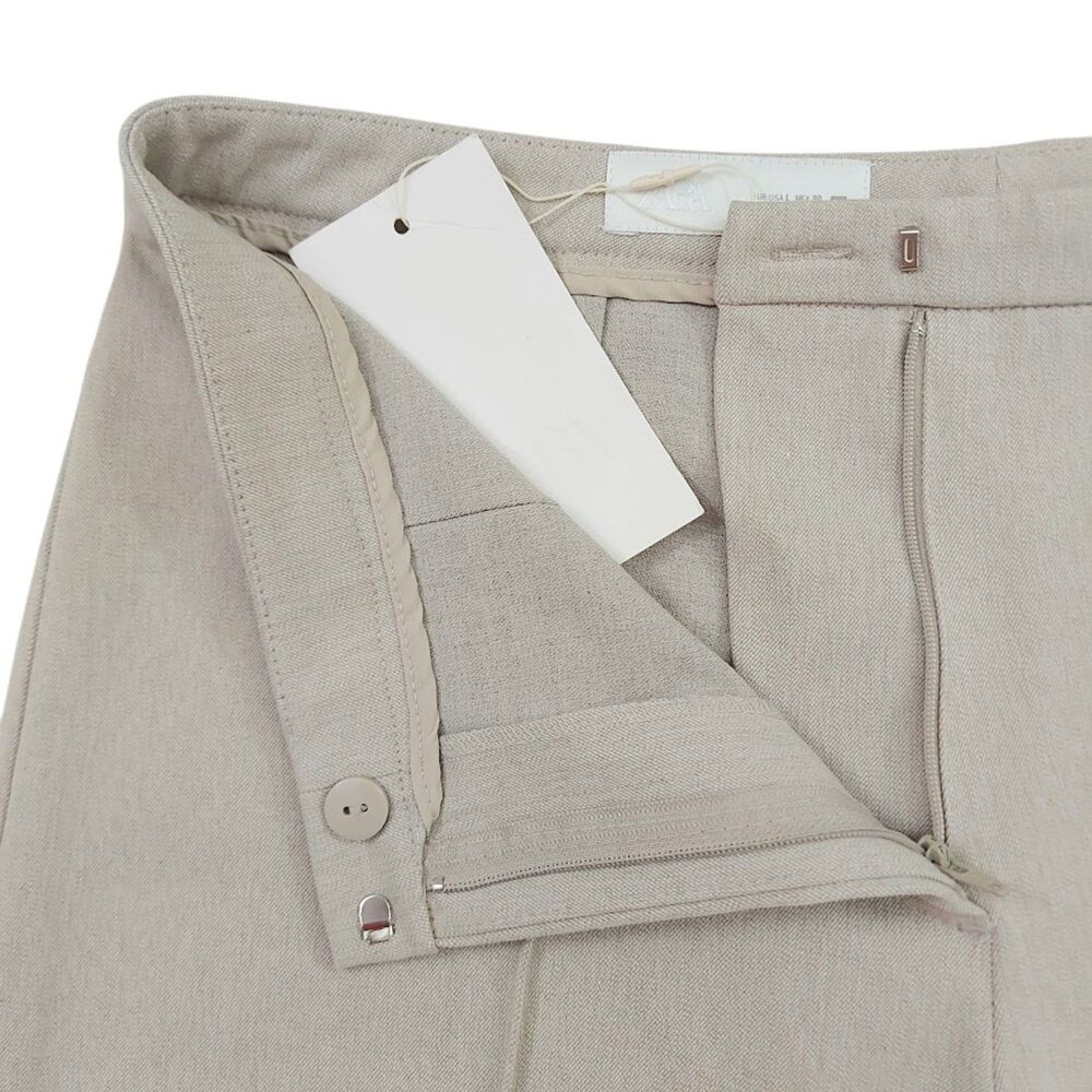 Zara Trousers Womens Large Beige High Rise Flare Leg Stretch Work Office - Picture 4 of 12
